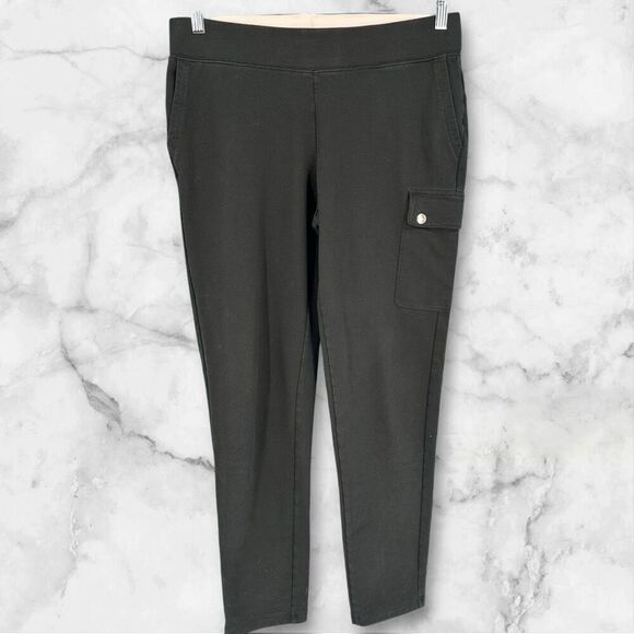 Lauren Ralph Lauren Women's Flat Front Pull-On Mid-Rise Cargo Pants Black Medium - Picture 1 of 12